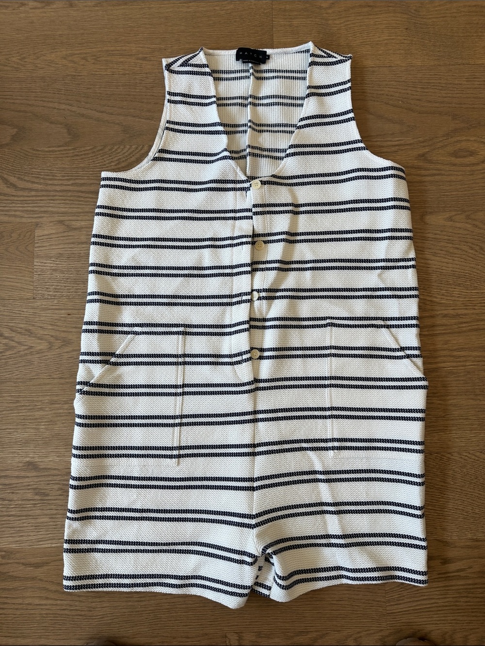 Hatch White & Black Striped Knit Romper
